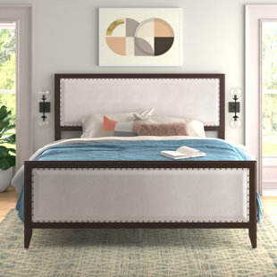 LARK MANOR™ Akyng Nailhead Trim Solid Wood Bed Frame