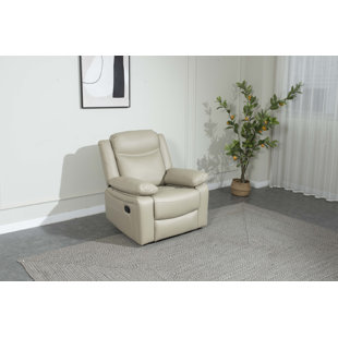 EASCOM Modern PU Leather Upholstered Motion Recliner with Pillow Top Armrest, Back Cushions