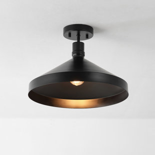 17 STORIES Ladarrell Matte Black 1 - Bulb Outdoor Semi Flush Mount