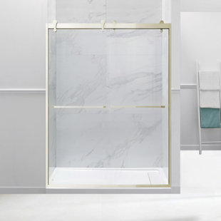 HAORE HOME 68 - 74" W x 76" H Double Slide Framed Shower Door With (10mm) Clear Glass