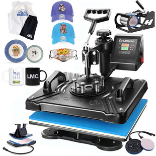 DREAMDWELL HOME 5 in 1 Combo Heat Press Machine 15" x 12" Sublimation Heat Transfer for DIY T-shirts Mugs Hat Plate Cap