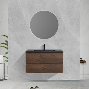 TONA Angela 35.38'' Wall Mounted Single Bathroom Vanity with Quartz Vanity Top