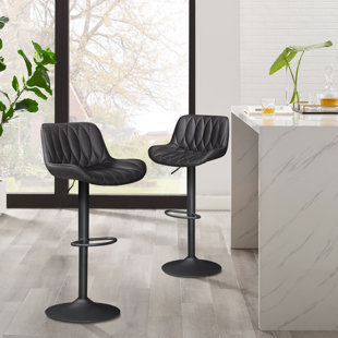 VOLANS Swivel Adjustable Height Tufted Counter Bar Stool (Set of 2)