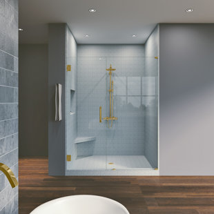 SYMPHONY SHOWER DOORS 51.25'' W x 80'' H Pivot Frameless Shower Door with Clear Glass