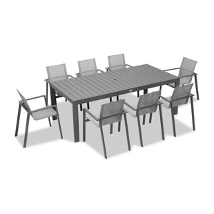 HARMONIA LIVING Lift Rectangular 8 - Person 86.5'' L Outdoor Restaurant Dining Set