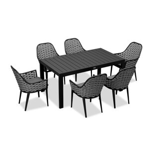 HARMONIA LIVING Parlor 6 - Person Rectangular Outdoor Dining Set with Cushions