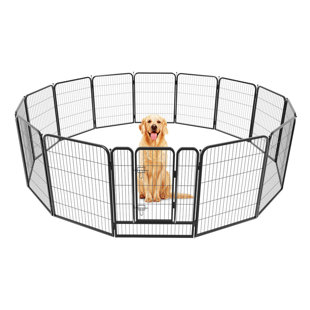 HOMY GRIGIO Heavy Duty Adjustable Metal Dog Pen Playpen Portable Foldable Pet Kennel Fence For Outdoor Indoor