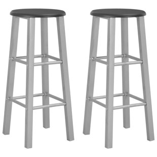WROUGHT STUDIO Gunning Counter Stool with Metal Frame (Set of 2)
