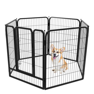 HOMY GRIGIO Heavy Duty Adjustable Metal Dog Pen Playpen Portable Foldable Pet Kennel Fence For Outdoor Indoor