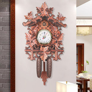 JOYDING Retro Creative Bird Cuckoo Quartz Wooden Wall Clock Home Decor