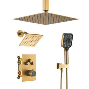 CASAINC Rainfall Symphony 3-Function Dual Shower Head Thermostatic Shower System with 3 Sprays Handheld