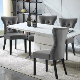 ROSDORF PARK Ukee Tufted Upholstered Solid Back Side Chair (Set of 4)