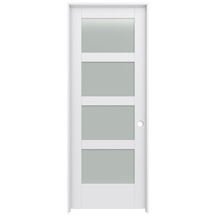 JELD-WEN MODA 4-Lite Frosted Glass Primed Prehung Interior Door