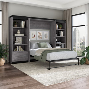 MERCURY ROW® Arnoldo Full Murphy Bed and 2 Shelving Units with Drawers (119W)