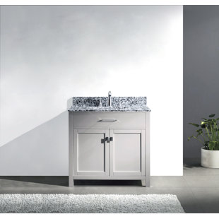 VIRTU USA 36'' Single Bathroom Vanity with Granite Top
