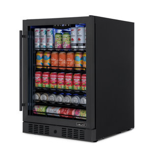 Newair Beverage Refrigerator Cooler, 177 Can, Black Stainless Steel, Digital Temperature Control