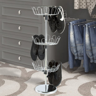 REBRILLIANT Rotating Shoe Rack – 3-Tier Shoe Tower Holds 18 Pairs – Freestanding Vertical Shoe Carousel