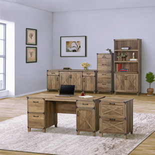 TOOU 5 Piece Rectangular Writing Desk Office Set