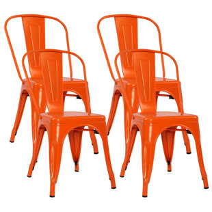 WILLISTON FORGE Claypoole Metal Stacking Side Chair (Set of 4)