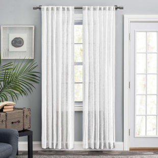 HOME CONSERVATORY Textured Stripe Natural Curtain Panel Pair (Set of 2)