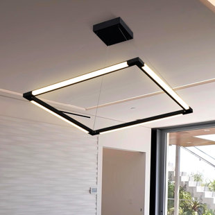 VONN LIGHTING Atria 24-in Integrated LED Height Adjustable ETL Certified Square Chandelier with Rotating Axes