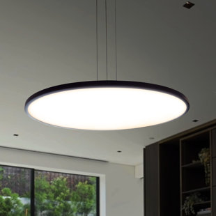 VONN LIGHTING Salm 24-in Integrated LED Circular Pendant Light Height Adjustable ETL Certified Disc Chandelier