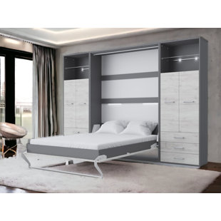 VVRHOMES Vertical Murphy Bed, European Size with 2 Cabinets
