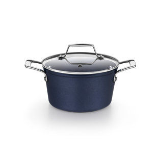 Bra Monix Blue Diamond 2.3 qt. Non Stick Aluminum Blue Stock Pot with Lid