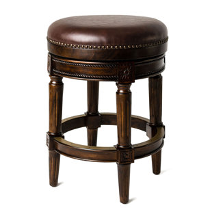 Maven Lane Pullman Backless Bar Stool with Vegan Leather Upholstery