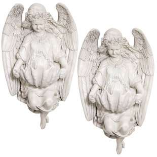 DESIGN TOSCANO Angel Handmade Religious & Spiritual Wall Decor on Polyresin (Set of 2)