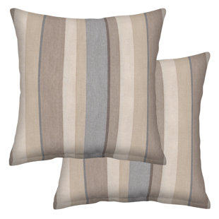 HONEYCOMB Square Toss Pillow Striped Olefin Indoor/Outdoor Reversible Throw Pillow (Set of 2)