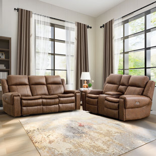 HOKKU DESIGNS Mishaal 2 - Piece Faux Leather Power Reclining Living Room Set with Cupholder & Storage