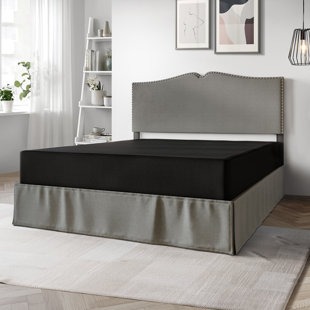 ALWYN HOME Tawnya 8'' Wood Box Spring with Black Linen Cover