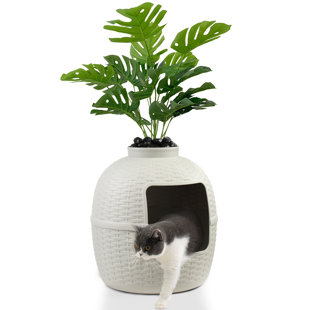 TUCKER MURPHY PET™ Damase Hidden Cat Litter Box Enclosure with Decorative Planter