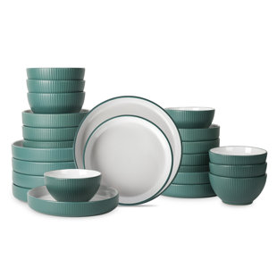 Christian Siriano Larosso 24-Piece Dinnerware Set with Dinner Bowls and Pasta Bowls, Stoneware