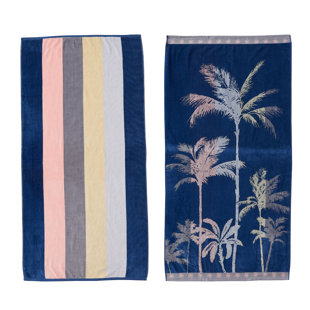 FRESHFOLDS 100% Cotton 2 Pack Printed Beach Towel Set