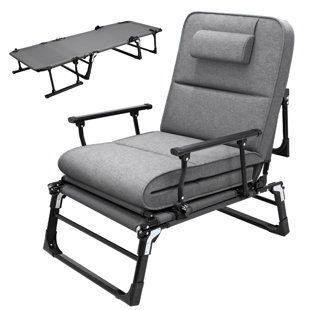 JTANGL Folding Sofa Bed with Mattress & Pillow, Adjustable 6 Position Rollaway Guest Bed Fold Out Bed, Port