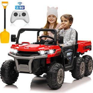 JOYRACER 24V 4WD Ride On Dump Truck with Remote Control, 20" Spacious 2 Seater