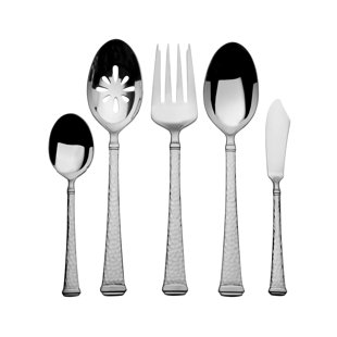 MIKASA Harmony Hammered 65-Piece 18/10 Stainless Steel Flatware Set, Service For 12