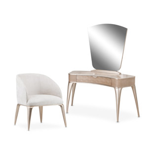 MICHAEL AMINI Malibu Crest Vanity Set with Mirror and Chair