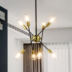 GEORGE OLIVER Betli 8 - Light Modern Black Gold Sputnik Sphere Chandelier
