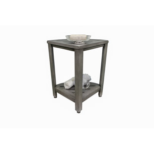 CoastalVogue Teak Snazzy Corner Shower 2-Tier shelf in Antique Gray Finish for Indoors and Outdoors