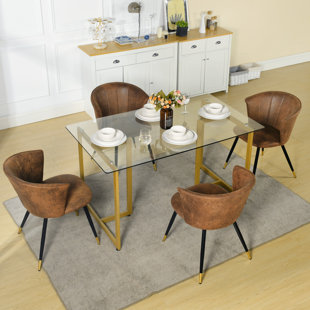 MERCURY ROW® Gillham 5 - Piece Glass Top Sled Dining Set