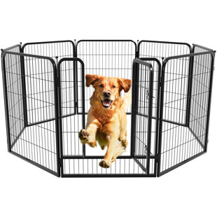 HOMY GRIGIO Heavy Duty Adjustable Metal Dog Pen Playpen Portable Foldable Pet Kennel Fence For Outdoor Indoor