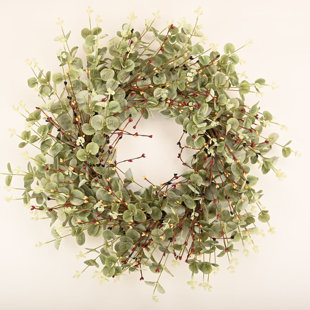 THE HOLIDAY AISLE® Noga 26" Faux Everyday Eucalyptus Berry Wreath For Front Door