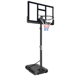 EMERIT HOME Adjustable Height Portable Steel Portable Full-Size Basketball Hoop