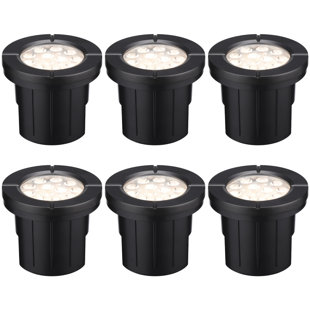 LEDVANS 6W LED Well Light, 12-24V Low Voltage Flat Top In-Ground Lighting, UL Listed Cable, IP67 Waterproof (Set of 6)