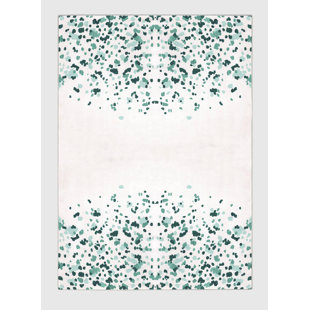 GINZA SIX Rectangle Machine Woven Polyester Area Rug in Malachite Green