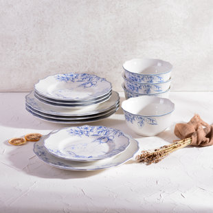 222 FIFTH Hudson Valley Porcelain China Dinnerware Set - Service for 4