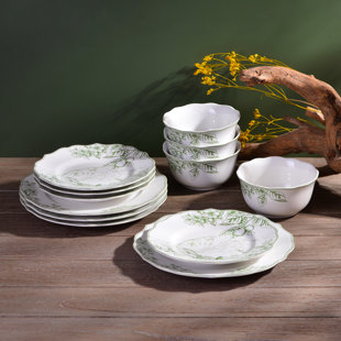 222 FIFTH Hudson Valley Porcelain China Dinnerware Set - Service for 4